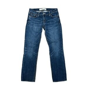 Abercrombie & Fitch Low Rise Straight Leg Jeans Blue Medium Wash Cropped 25‎